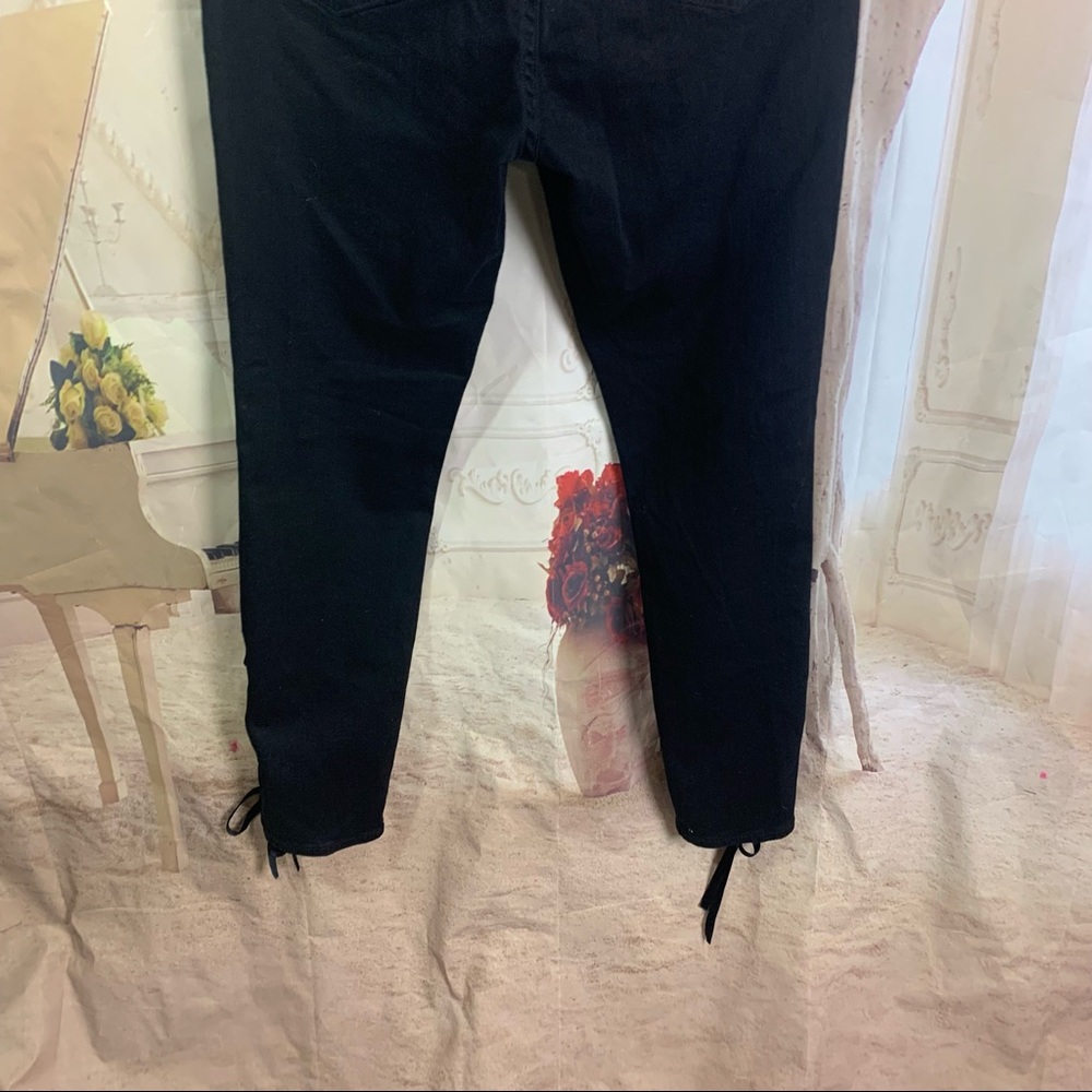 🔥FINAL SALE FREE SHIPPING!🔥 NEW Good American Good Legs Velvet Half Lace Up Jea - Picture 9 of 11